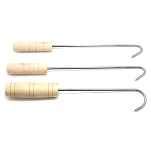 Thép Không Gỉ Thịt Móc Đặt Nhiệm Vụ Nặng Nề Bằng Gỗ-Xử Lý Butcher Cửa Hàng BBQ Nướng Thịt Chế Biến Thực Phẩm Nhà Bếp Xử Lý - Product Image 1