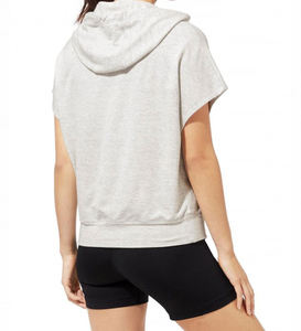 Sudadera con capucha de manga corta para mujer más vendida, ropa con capucha gris impresa personalizada, sudaderas con capucha y sudaderas para mujer - Product Image 5