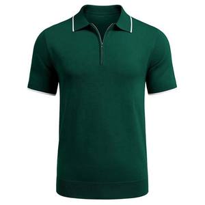 2025 nouveauté haute qualité coton grande taille hommes polos demi fermeture éclair été respirant hommes Polo T-Shirts couleur verte - Product Image 2