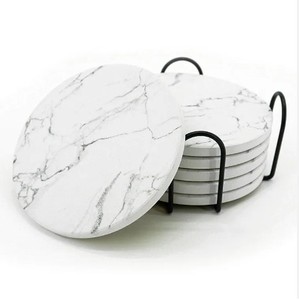 Posavasos Modernos Ecológicos de Algodón/Perlas de Colores Blancos Personalizados con Base de Corcho - Product Image 6