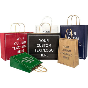 Bolsas de regalo de papel laminado con logotipo personalizado, bolsas de compras impresas en kraft para negocios - Product Image 2
