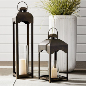 Latest Arrivals Modern Tall <b>Outdoor</b> <b>Black</b> Metal Decorative <b>Lanterns</b> Unique Top Glass Tubes Pillar Candle Holder Handmade Home - Product Image 4