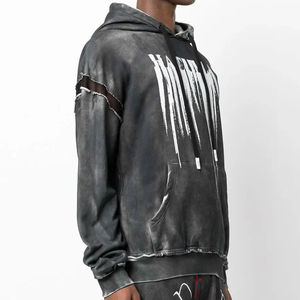 Sudadera con capucha para hombre 2025, estilo único, con cremallera, transpirable, lavado ácido, 100% algodón, gran oferta digital en línea - Product Image 3