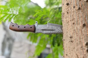 มีดแบบพกพาตัวติดตาม-ใบมีดเหล็กดามัสกัสและด้ามจับไม้โรสวูดทำด้วยมือมีดติดตามพร้อมปลอกหนังมีดสำหรับตั้งแคมป์ - Product Image 6