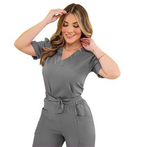 Haut de gommage d'infirmière pour femmes blanc vêtements médicaux uniforme ensemble de gommages uniformes Clinicos vêtements de travail esthéticienne costumes d'allaitement hauts - Product Image 4