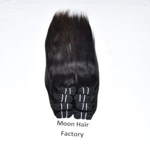 Extensions de cheveux humains pour femmes, 100% cheveux indiens bruts, raides, double trame, vague profonde, cuticules alignées, couleur naturelle noire - Product Image 1