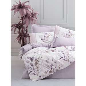 Nadia Lila Cotton Box Double <b>Duvet</b> <b>Cover</b> Set Elegant Lila Color Viscose with Zipper Closure <b>Duvet</b> <b>Cover</b> Sets - Product Image 1