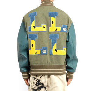 Veste universitaire personnalisée pour hommes avec manches en cuir et laine Bomber de baseball Streetwear Fabricant de vêtements décontractés Veste d'hiver de fournisseur d'usine - Product Image 2