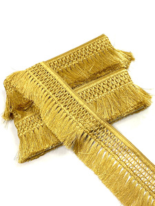 พู่ถักโพลีเอสเตอร์33ซม. ดีไซน์แฟชั่นประดับด้วยผ้าไหมผ้าฝ้ายขอบโลหะแท่งสำหรับตกแต่งเสื้อผ้าและผ้าม่าน - Product Image 5