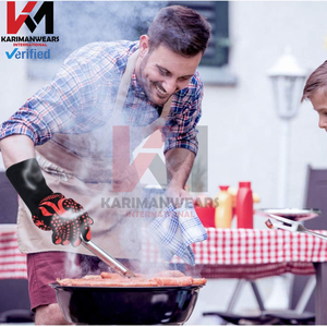 <b>Oven</b> Mitts Heat Resistant Kitchen <b>Oven</b> <b>Gloves</b> Thick Cotton Quilted Baking Flexible <b>Glove</b> Cooking Grilling BBQ Black - Product Image 5