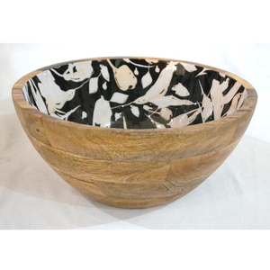 Cuenco para servir con diseño Floral de alta moda, cuenco de acabado rústico personalizado de madera, madera Natural para mezclar ensaladas y frutas, cuencos de madera - Product Image 6