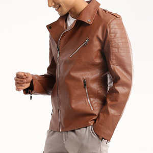 Veste en cuir de vachette pour hommes facile à porter veste en cuir de PU pour hommes bon marché de haute qualité meilleur design - Product Image 3