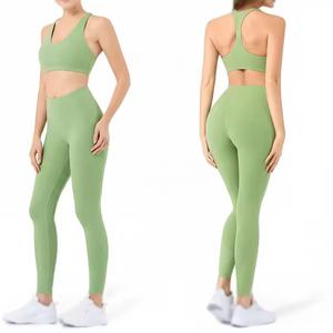 Ensemble de yoga pour femmes, soutien-gorge de sport sans manches, leggings taille haute, vêtements de sport, tenue de fitness - Product Image 5