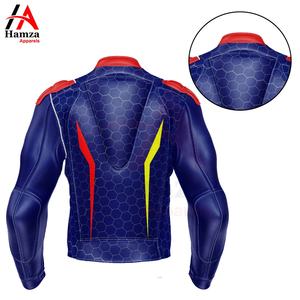 ชุดกีฬาแข่งรถหนัง PU คุณภาพดีดีไซน์ใหม่แจ็กเก็ตมอเตอร์ไซค์สีฟ้ากันลมโดย Hamza - Product Image 6