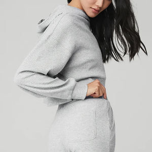 Sudaderas con capucha ajustadas y cremallera personalizables para mujer, ropa de Fitness transpirable para gimnasio, sudaderas con capucha recortadas de talla grande para verano e invierno - Product Image 3