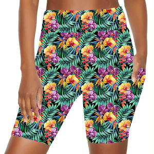 Pantalon court de haute qualité pour femmes Double face solide fleur tropicale imprimé décontracté hiver poche Shorts avec conception cousue - Product Image 1