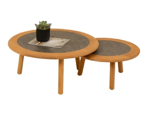 Ensemble de table de jardin en bois massif de couleur naturelle acajou teck Suar en rotin avec coussin 160625 pour hôtels, villas et parcs - Product Image 4