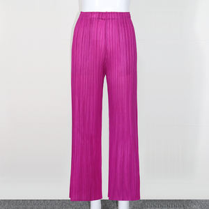 Pantalon élastique gris à taille haute inspiré de l'automne pour femmes de grande taille, décontracté, à jambes larges, style palazzo - Product Image 5