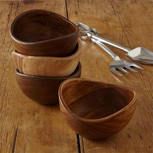 Bols de service en bois de tailles personnalisées à bas prix, bols en bois véritable naturel, fournitures de cuisine pour mariage - Product Image 4