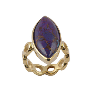 Classics Gold Plated Solid 925 Sterling Silver Purple Copper <b>Turquoise</b> Gemstone <b>Ring</b> Ready Stock Wholesale - Product Image 1