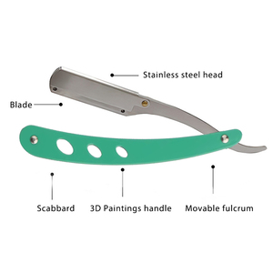 Vente en gros OEM Logo couleur rasoir droit pour hommes pour le rasage du visage demi-porte-lame double face - Product Image 2