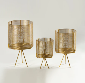 Lot de 2 porte-pots ronds de luxe doré au design moderne pour la décoration intérieure de la maison, du bureau et de l'hôtel pour le jardin. - Product Image 4