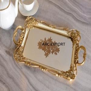 Plateau en acier inoxydable en métal argenté de la meilleure qualité plateau de nourriture décoratif avec poignée design beaux plateaux de service de nourriture - Product Image 6