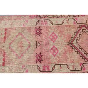 Vintage Turkish <b>Runner</b> Rug 2.4x11.3 ft, <b>Red</b> Pink Plants & trees Wool Rug - Product Image 5