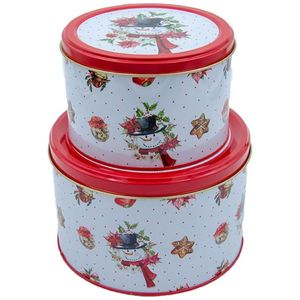 Kontensan EF144A3 2.5L Boîte métallique ronde rouge Snowman 175x110mm pour l'artisanat destinée aux artistes et aux amateurs - Product Image 2
