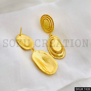 Gold plated Drop and Dangle Stylish SKU7439 Designer Drop <b>Huggie</b> with Zircon Designs Jewelry <b>Earrings</b> with Zircon Designs - Product Image 3