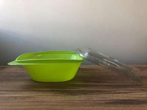 Ensaladera cuadrada de 1000 cc, gran oferta de alta calidad, utensilios de cocina para el hogar, HoReCa, tapa desechable verde con bisagras para mascotas, frutero grande - Product Image 2