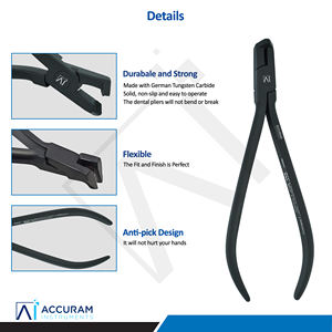 Pince à fil orthodontique à tête mini noire, coupe-distal lourd, manche long de sécurité, en acier inoxydable, instrument de clinique dentaire - Product Image 2