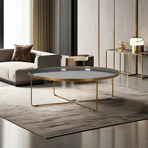 Mesa de centro minimalista moderna de oro pulido, diseño europeo, bandeja superior extraíble, dormitorio, oficina en casa, mesas árabes clásicas de Metal - Product Image 5