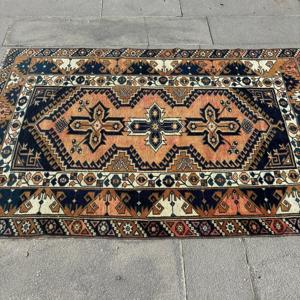 Tapis d'appoint vintage 3,9x5,8 pi (118x177 cm), tapis turc patchwork marron - Product Image 4