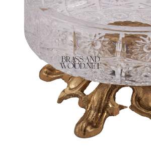 Cenicero de cobre antiguo, cuenco de cristal redondo decorativo hecho a mano con base de latón adornado, accesorio elegante para fumar de estilo vintage - Product Image 3