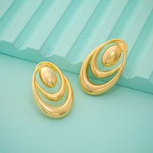 Trendy Ethnic <b>Gold</b> Polish Stud <b>Earrings</b> 192653 Geometric Tassel Design with Pearl and Zinc Alloy 20g for Party Gifts - Product Image 1
