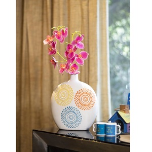 Florero de cerámica artesanal indio de diseño moderno, decoración elegante del hogar para oficina, Hotel, jarrones de porcelana de cerámica al por mayor - Product Image 5