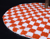 Tapis de Couloir Marocain Authentique Fait Main en Laine, Tapis Berbère à Carreaux Orange Vif Personnalisé, Ensembles de Tapis Authentiques Beni Ourain