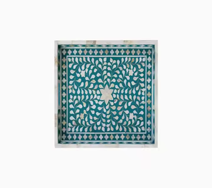 Bandeja de servicio de lujo con incrustaciones de hueso Bandeja de servicio de comida Bandeja de incrustaciones de madreperla y hueso de Crescent Crafts - Product Image 1