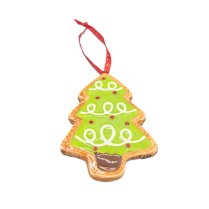 Ornement de Noël en céramique en forme d'arbre Win Seng WS2077-3, vente en gros, entièrement peint à la main, émaillé vert, suspendu pour Noël - Product Image 2