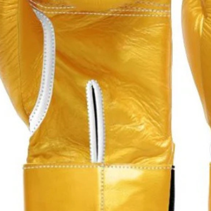 Gants de boxe professionnels en cuir doré avec fermeture velcro au poignet, gants d'entraînement et de sparring pour hommes et femmes - Product Image 4