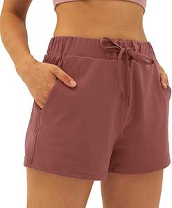 Short de sport taille haute pour femme 2-en-1 maille respirante Patchwork poche doublée coupe ample pour la course à pied Fitness Yoga - Product Image 3