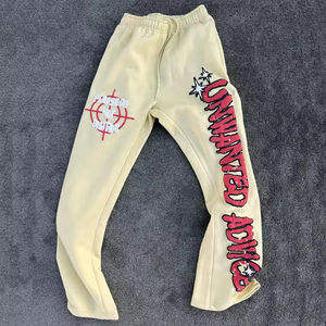 Diamantes de imitación lavado ácido Flare pantalones de chándal Zip up chándales 2 piezas Set Rhinestone Vintage lavado ácido hombres chándal - Product Image 4