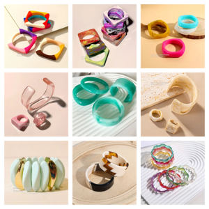 Handmade Fashion Jewelry Resin Bangle <b>Set</b> with Finger Ring Modern Resin Bangle <b>for</b> <b>Girls</b> Wedding Jewelry Resin Bracelet - Product Image 5