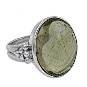 Anillo de Piedras Preciosas Delicado para Mujer, Plata 925, Cuarzo Rutilado, Joyería Hecha a Mano, Chapado en Vermeil, Certificado GRS, Oro de 10K - Product Image 3