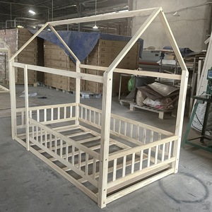 Natiiral 3 lits jumeaux avec le toit facile à assembler Lit pour maison d'enfants Lit pour maison en bois de pin Lit pour enfants pour filles et garçons - Product Image 3