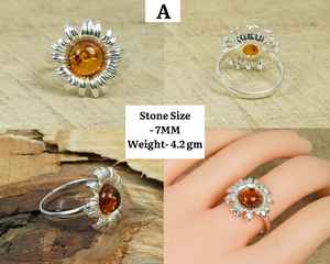 Anillo de Compromiso Elegante de Plata de Ley 925 Hecho a Mano con Piedra de Ámbar, Regalo para Hombre en Navidad - Product Image 3