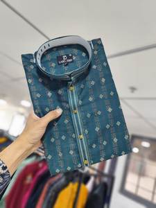 New Wedding Collection Pintex Work and Printed Kurta Pajama Set for <b>Men</b> Premium Art <b>Silk</b> Traditional Outfit for Festivals - Product Image 6