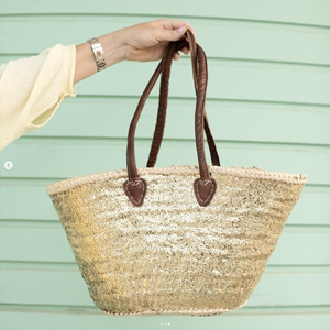 Bolsa de Mano de Hoja de Palma Marroquí al por Mayor, Lentejuelas Doradas, Tejida a Mano, Estilo Bohemio, para la Playa o Compras - Product Image 2
