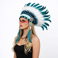 Coiffe en plumes de perles de qualité supérieure, style bohème tribal, pour festival de musique, séance photo, accessoires de costume